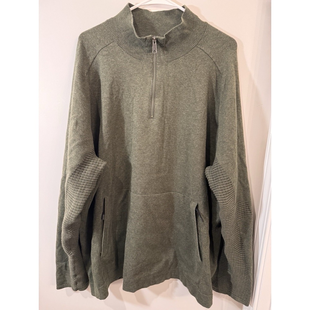 Duluth Trading Co 1/4 Zip Green Sweatshirt Men's Vented Sz 2XL Kangaroo Pocket